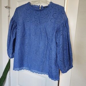 Kate Spade Blue Eyelet Blouse